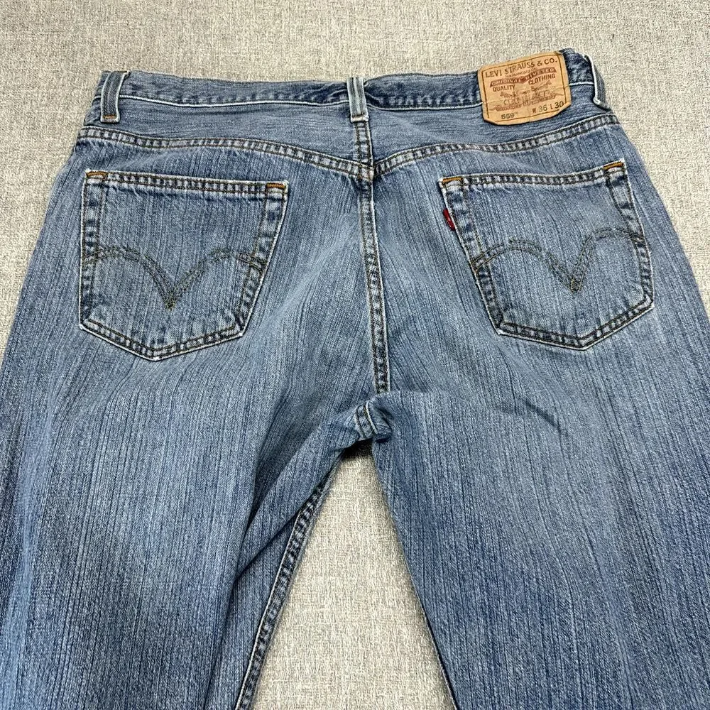 Levis 559 Jeans Mens 36x30 Blue Relaxed‎ Straight Denim Light Wash Workwear